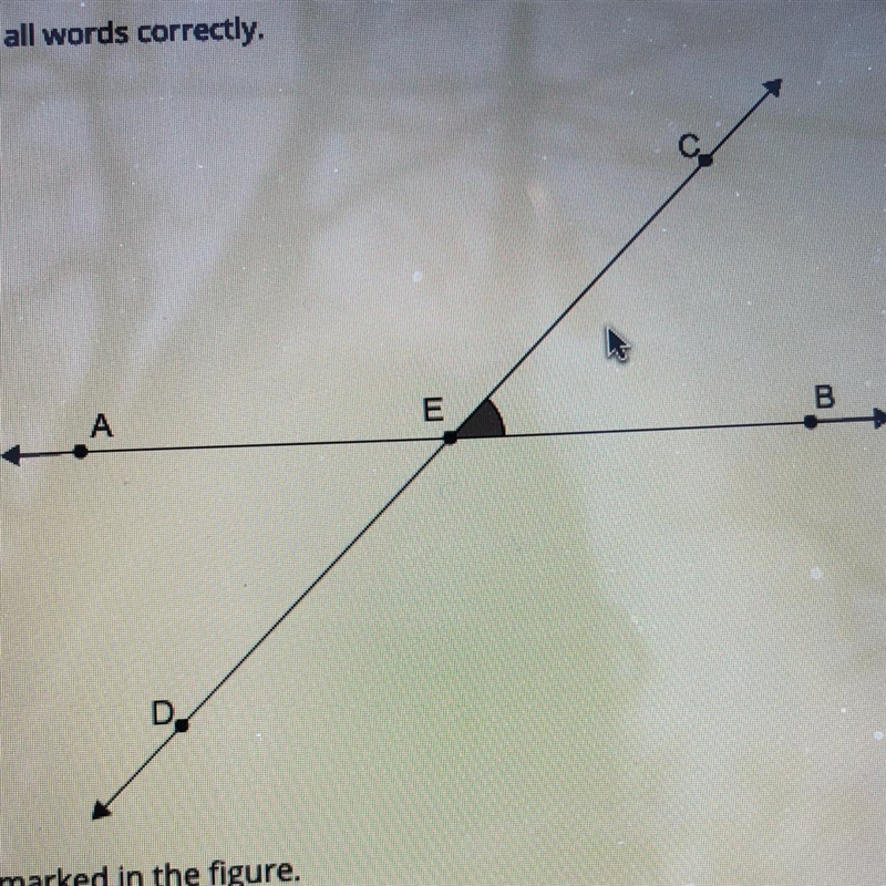 Point (blank) is the vertex of the angle marked in the figure.-example-1