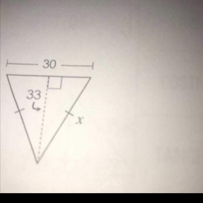 Solve for x. topic: pythagorean theorem-example-1