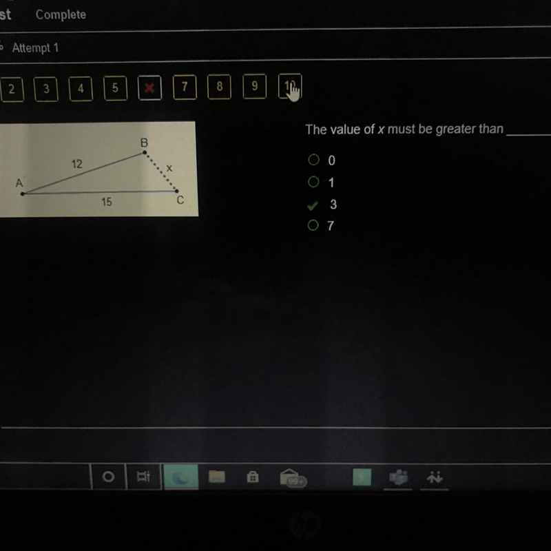 The value of x must be greater than 0 1 3 7 LOOK AT PIC FOR ANSWER-example-1