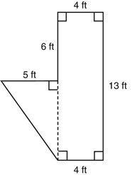 What is the area of the figure below? A.41.5 square feet B.45.5 square feet C.67.5 square-example-1