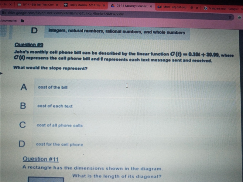 John's monthly cell phone bill can be described by the linear function C(t) =0.10t-example-1