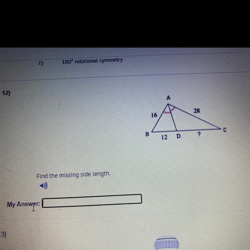 Help me please geometry!! Find the missing side length.-example-1