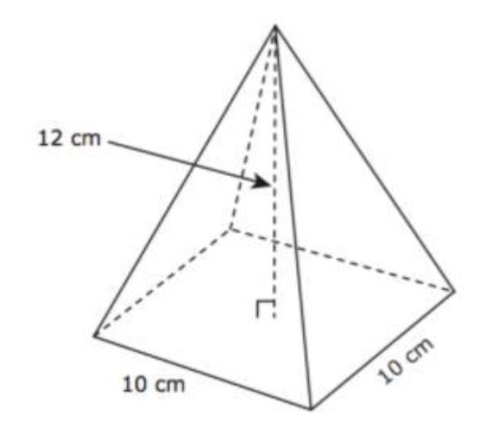 Find the SLANT HEIGHT of the pyramid, then calculate its SURFACE AREA. Show your work-example-1