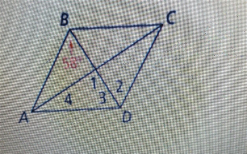 ABCD is a rhombus. The measure of angle <1 = 58° true or false ​-example-1