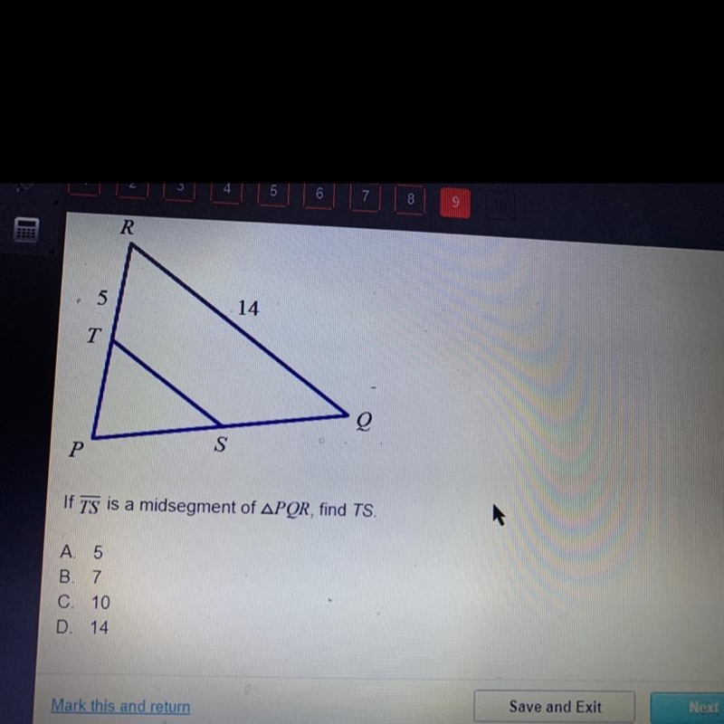 If TS is a midsegment of PQR find TS-example-1