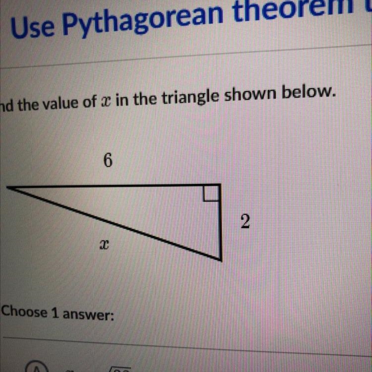 Find the value of x in the triangle shown below 6 2-example-1