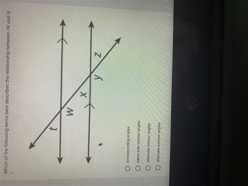 Which of the following terms best describes the relationship between /W and /X ( Answer-example-1