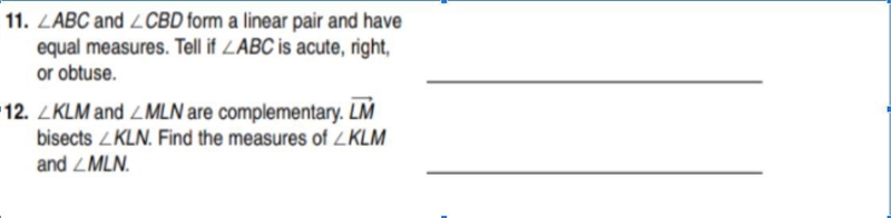 ABC and CBD form a linear pair and have equal measures. Tell if ABC is acute, right-example-1