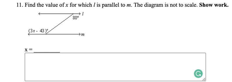 Find the value of X for which L is parallel to M. The diagram is not to scale. SHOW-example-1