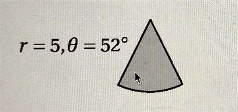 How do i find the area of a cone when all i get is radius and theta? radius = 5 theta-example-1