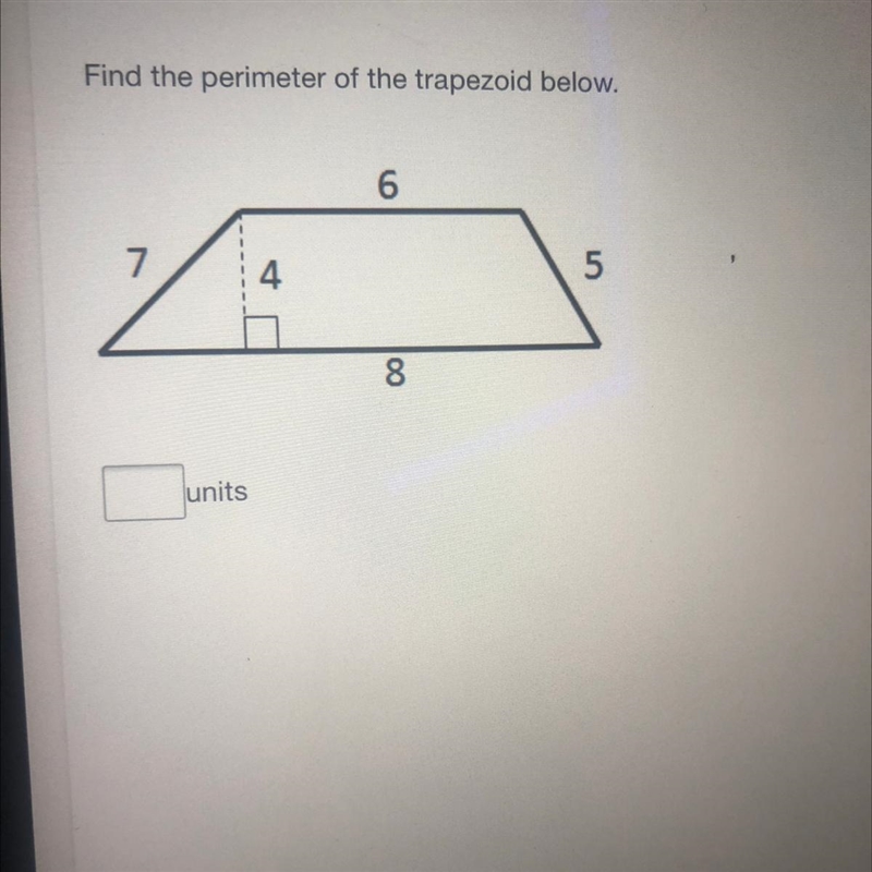 No links I need the full answer to the perimeter of the trapezoid below-example-1