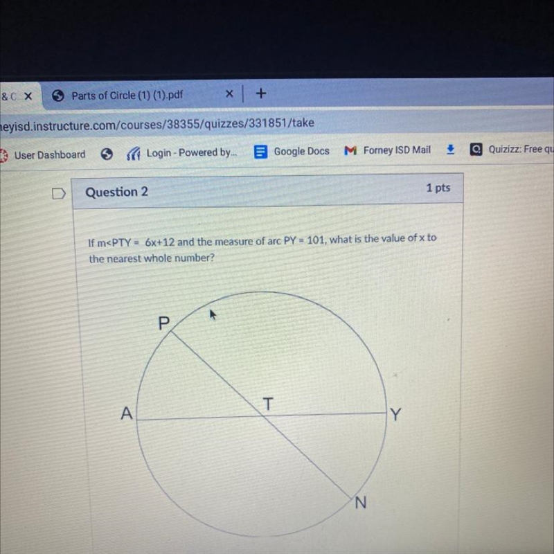 If m 101, what is the value of x to the nearest whole number?-example-1