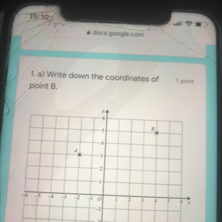 Write down the coordinates of point B?-example-1