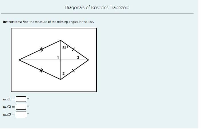 Instructions: Find the measure of the missing angles in the kite. Please help! :)-example-1