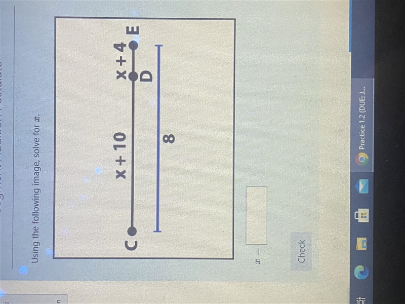 Using the following image, solve for x-example-1