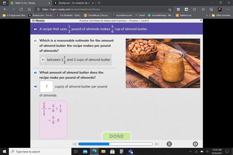 What amount of almonds butter does the recipe makes per pound of almonds-example-1