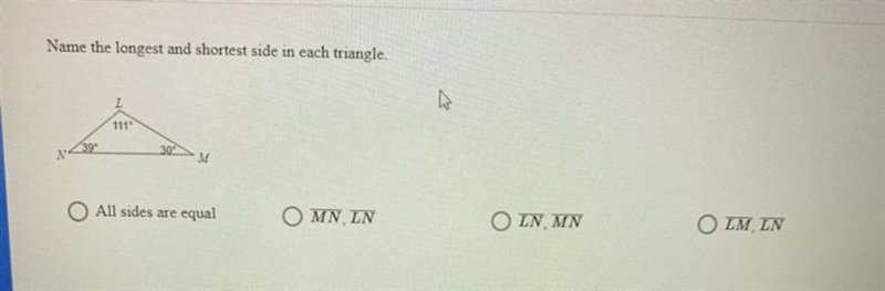 Name the longest and shortest side in each triangle.-example-1