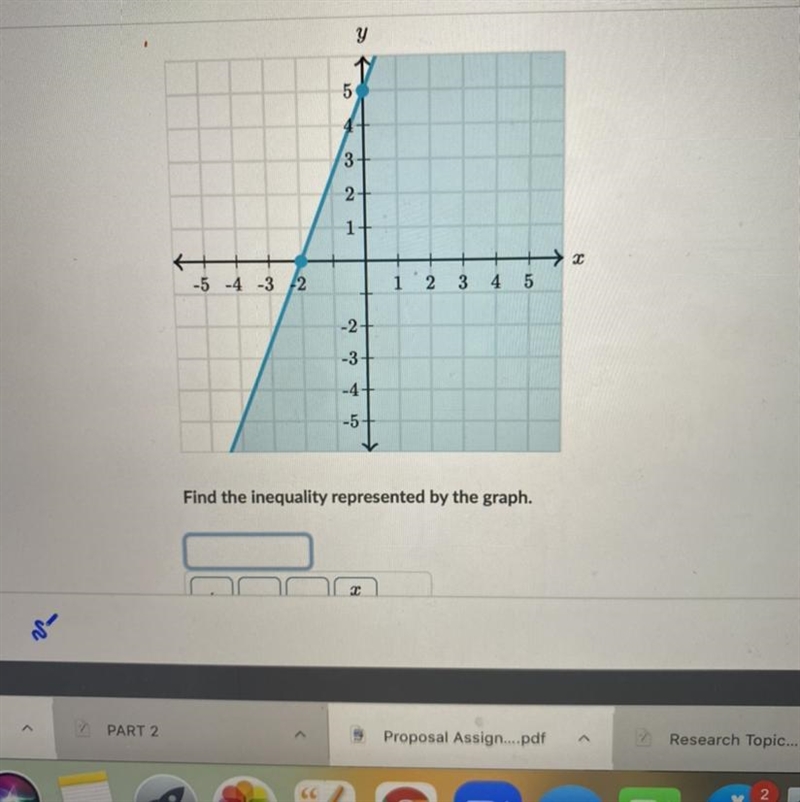 Find the inequality represented By the graph.-example-1