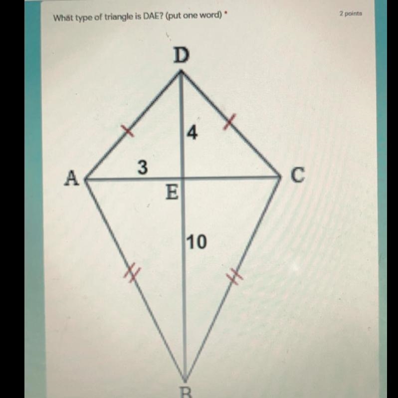 May someone please help me? The question is: What type of triangle is DAE? Look at-example-1