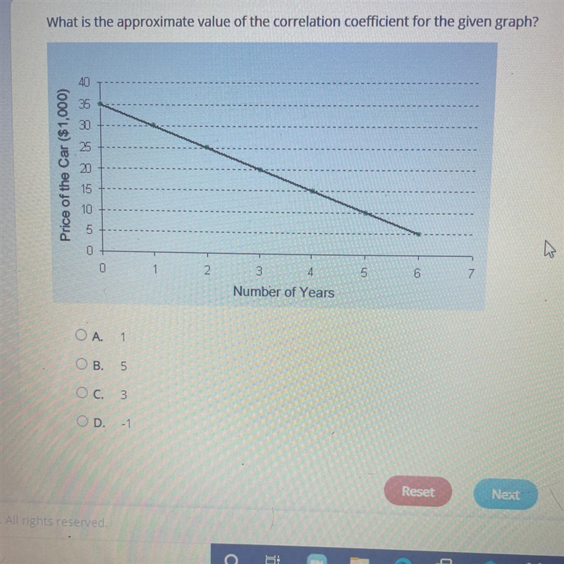 Select the correct answer. What is the approximate value of the correlation coefficient-example-1