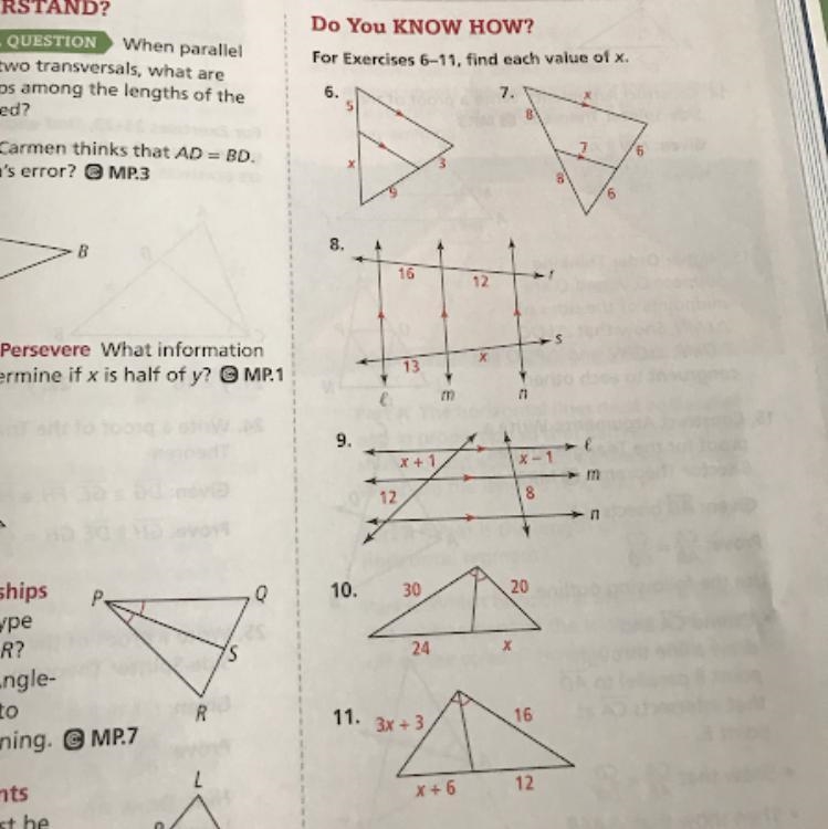 Find the value of x. Only need 7 and 9 answered.-example-1