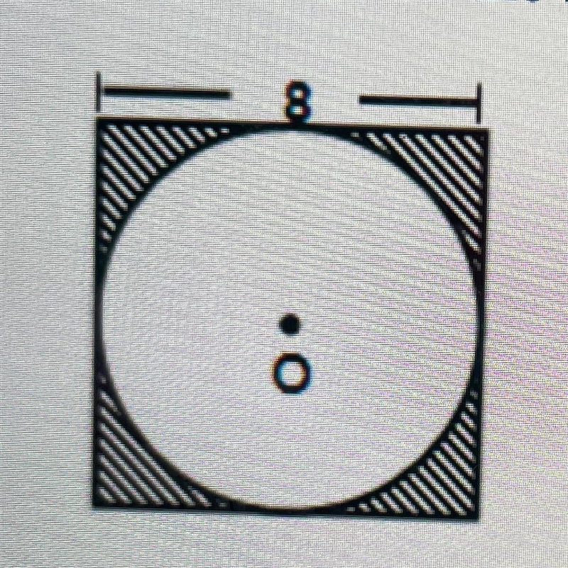 Find the area of the shaded reg A. 64 – 165 square units B. 64 – 64 square units C-example-1