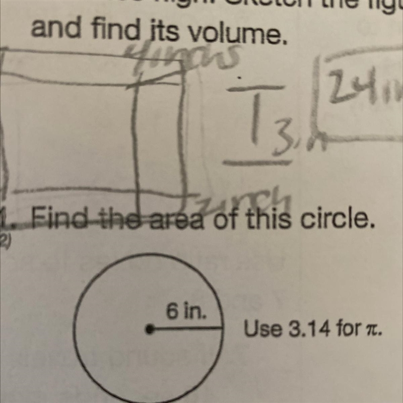 Find the area of this circle. 6 in. Use 3.14 for-example-1