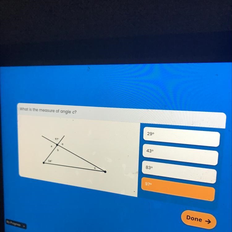 What is the measure of angle c? 290 02 430 b 839 54 970-example-1