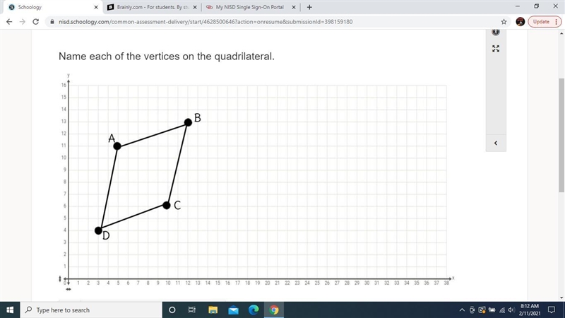 Name Each of the vertices on the quadrilateral-example-1