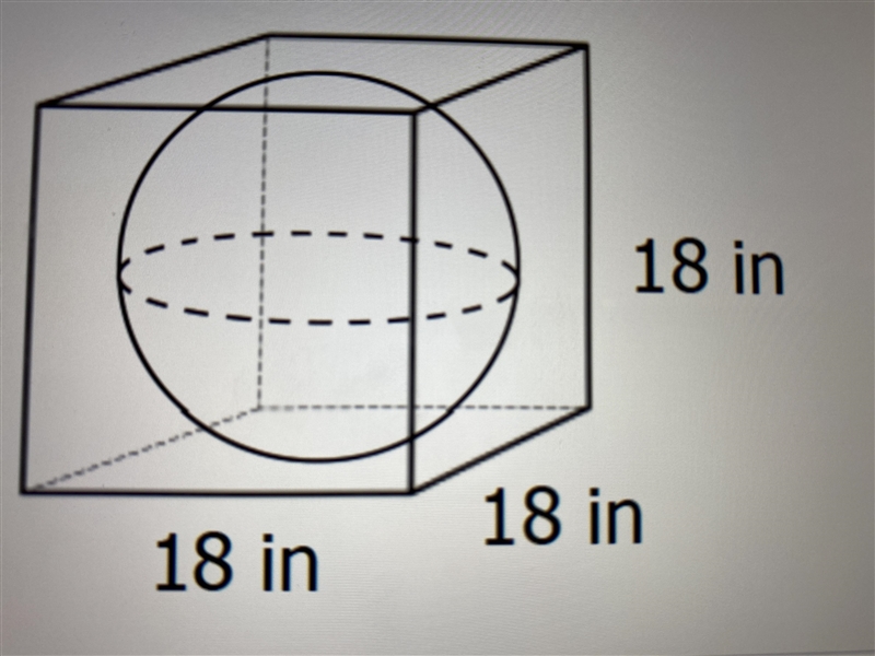 A hallow sphere sits snugly inside a foam cube so that the sphere touches all sides-example-1