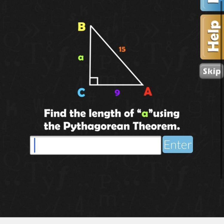 Find the length of a using the Pythagorean theorem-example-1