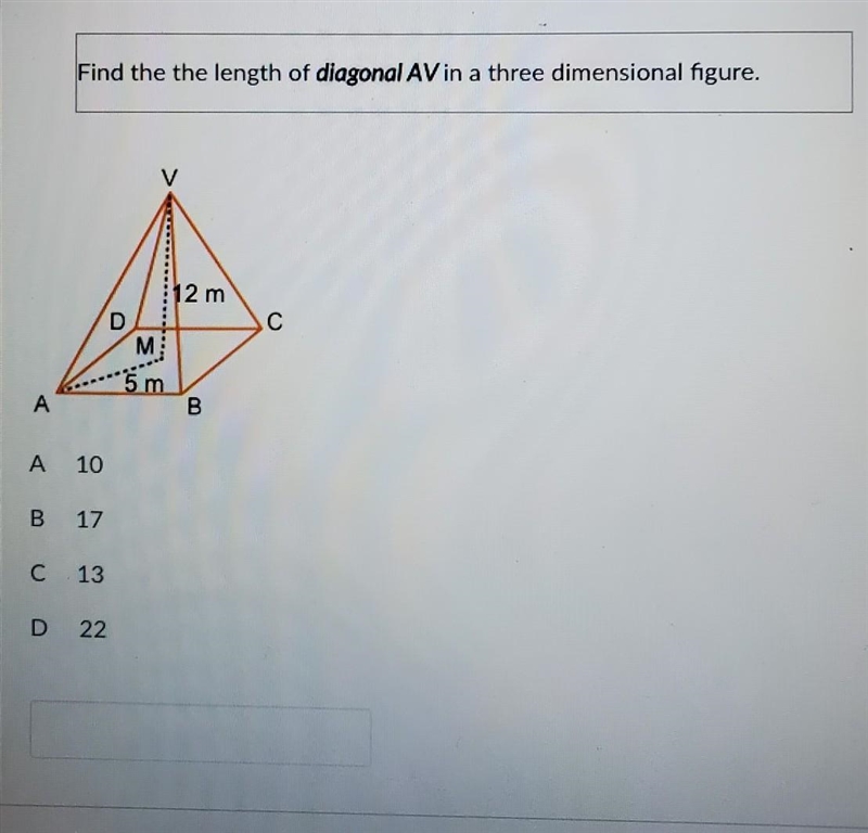 Find the length of diagonal AV in a three-dimensional figure.​-example-1