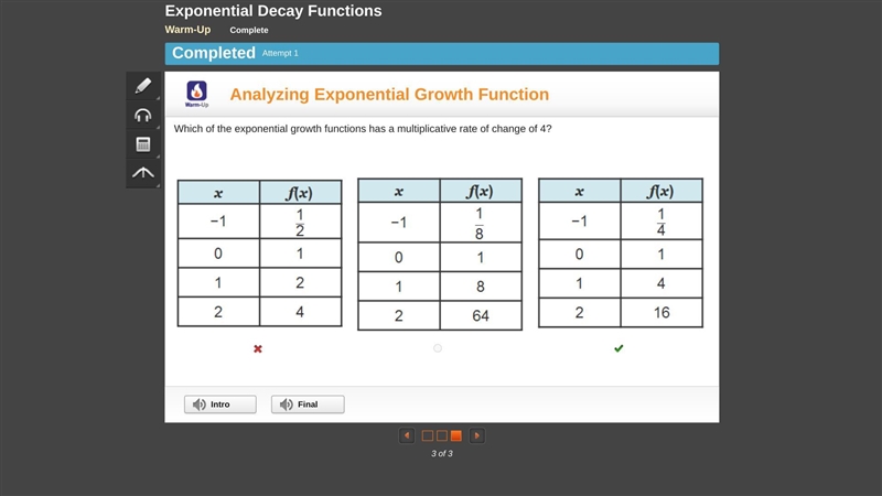 Which of the exponential growth functions has a multiplicative rate of change of 4? A-example-1