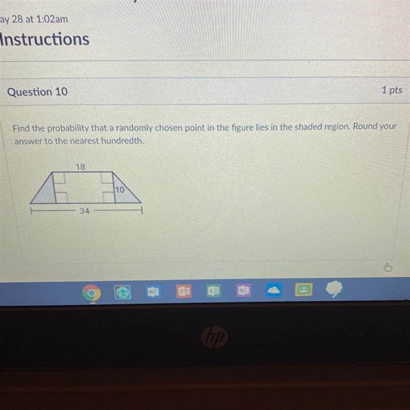 Find the probability that a randomly chosen point in the figure lies in the shaded-example-1