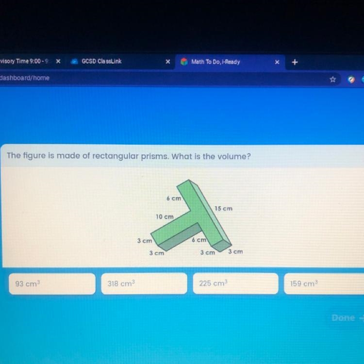 The figure is made of rectangular prisms. What is the volume?-example-1