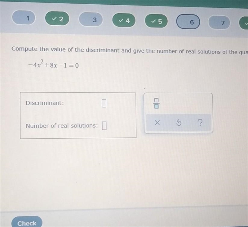 compute the value of the discriminant and give the number of real solutions of the-example-1