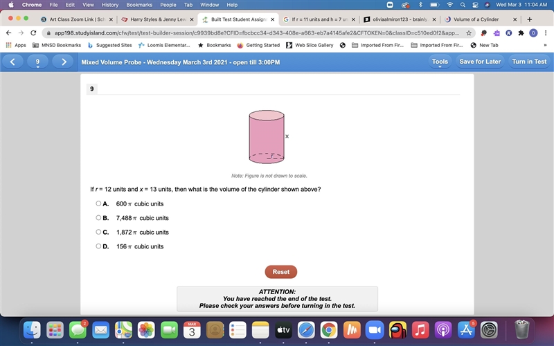 If r = 12 units and x = 13 units, then what is the volume of the cylinder shown above-example-1