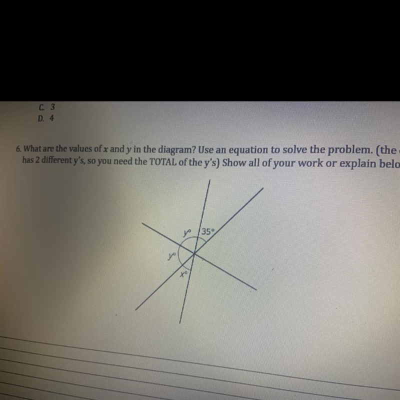 What are the values of x and y in the diagram? Use an equation to solve the problem-example-1