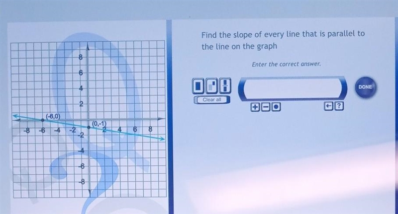 Find the slope of every line that is parallel to the line on the graph ob Enter the-example-1