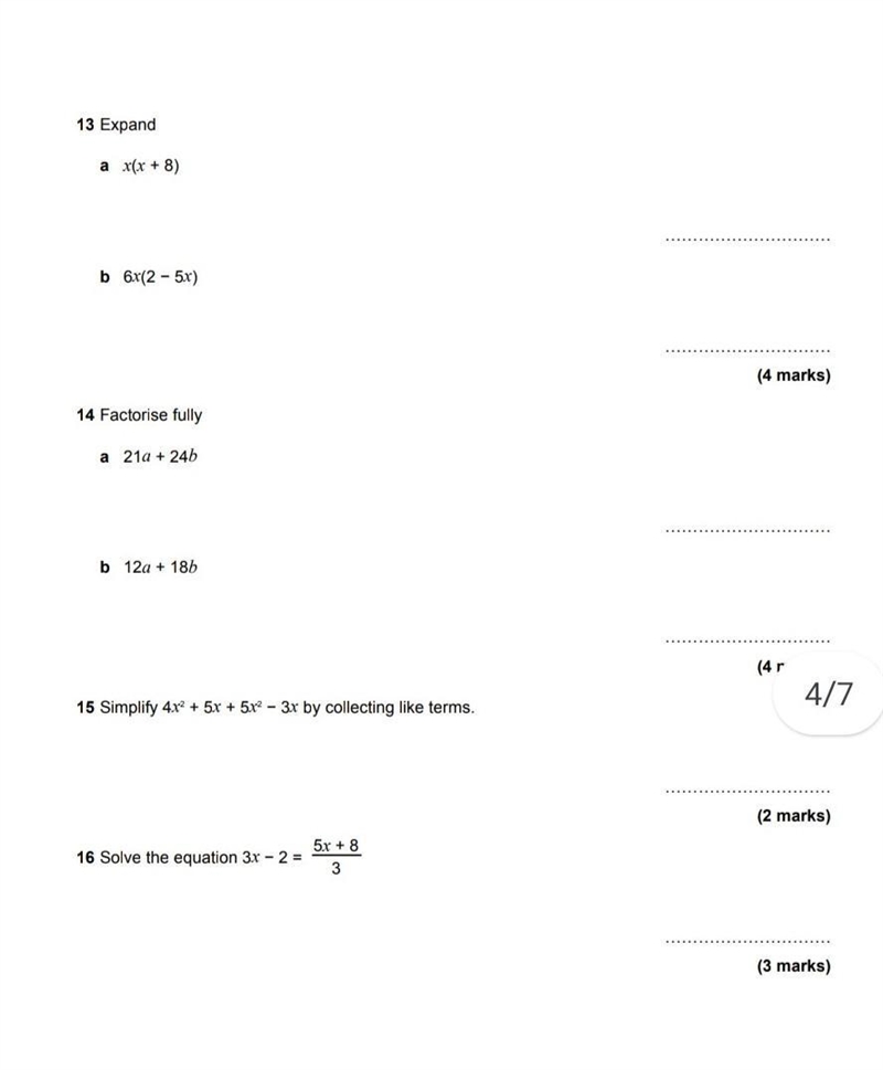 15 Simplity 4r + Sx + Sr - 3r by collecting like terms.plizz​-example-1