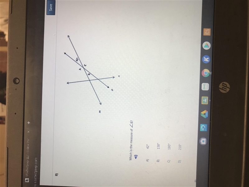 Which is the measure of < B?-example-1