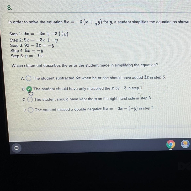 Don’t mind the check make but which statement describes the error the student made-example-1