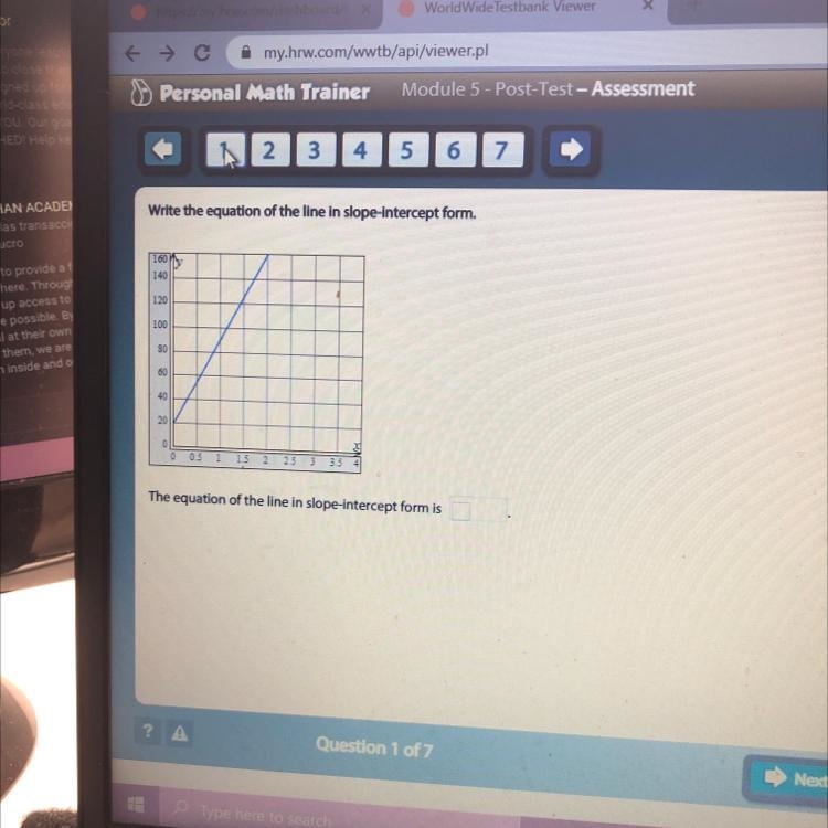 Write the equation of the line in slope intercept form equation of the line in slope-example-1