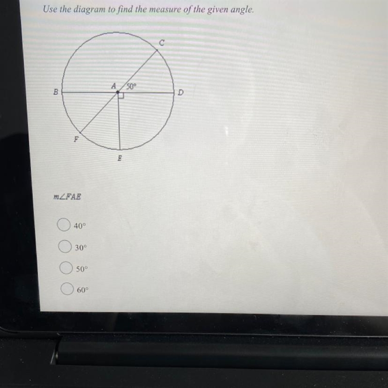 Use the diagram to find the measure of the given angle.-example-1