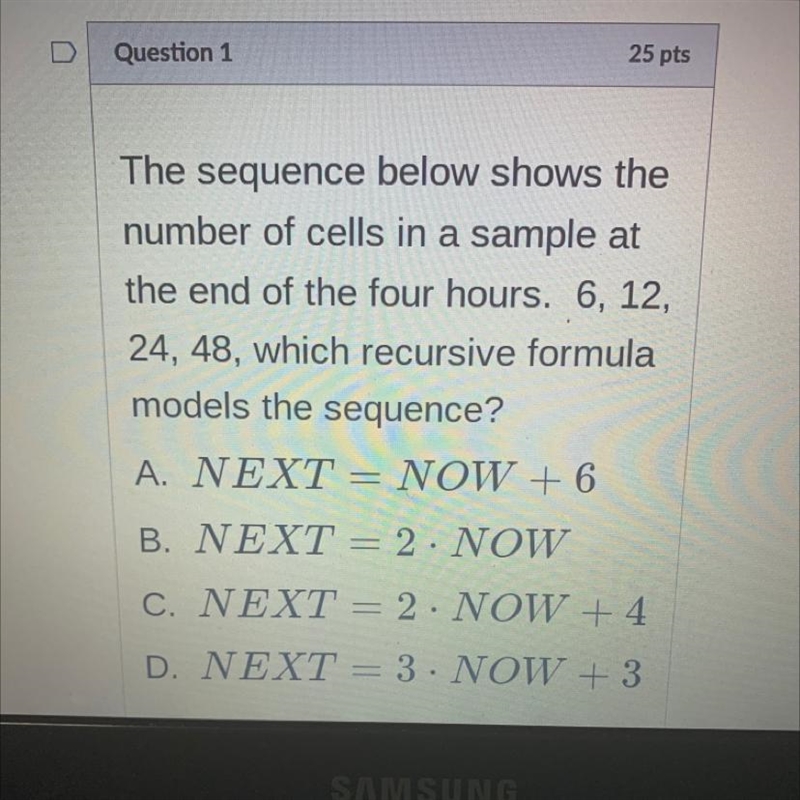 The sequence below shows the number of cells in a sample at the end of the four hours-example-1