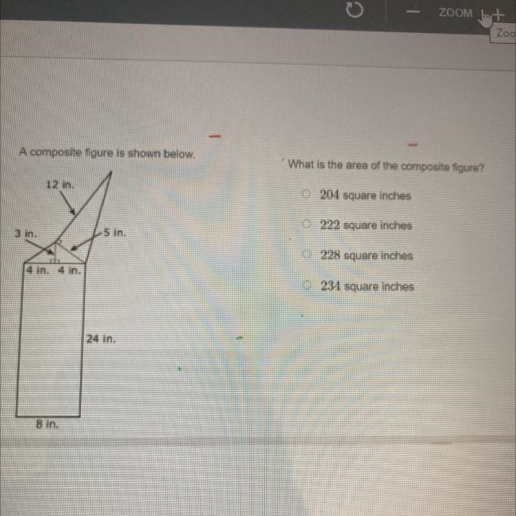 A composite figure is shown below. What is the area of the composite figure? 12 in-example-1