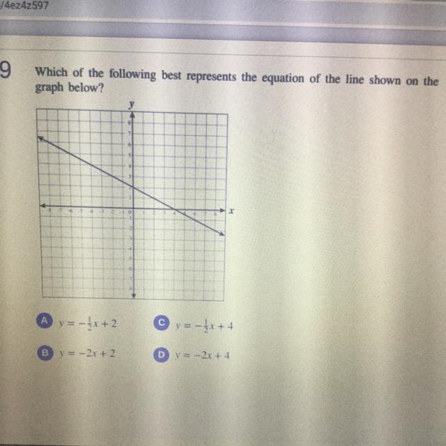 HELPP Which of the following best represents the equation of the line shown on the-example-1