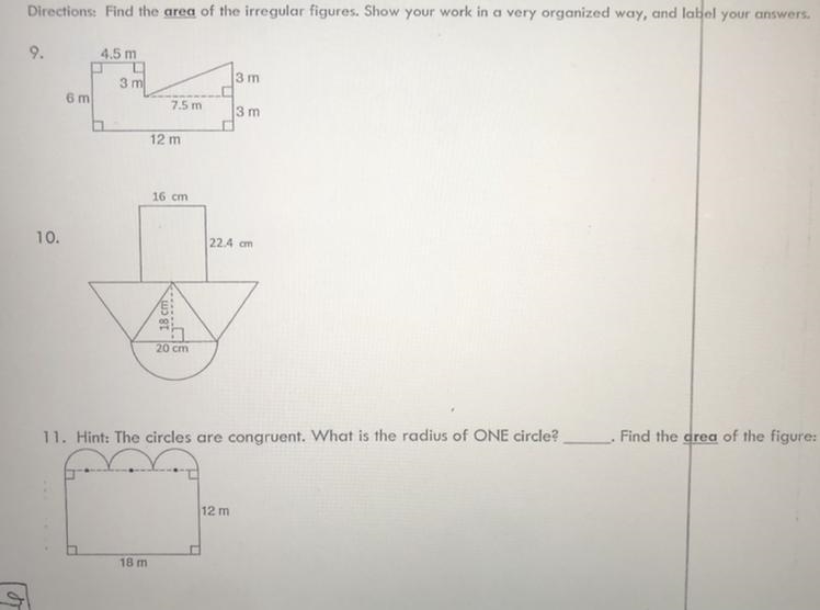 PLS HURRY!!! HALP PLS!!! DUE IN 10 MINS!!! Find the AREA of the IRREGULAR figures-example-1