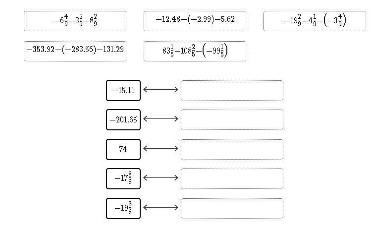 Drag the tiles to the correct boxes to complete the pairs. Match the subtraction expressions-example-1