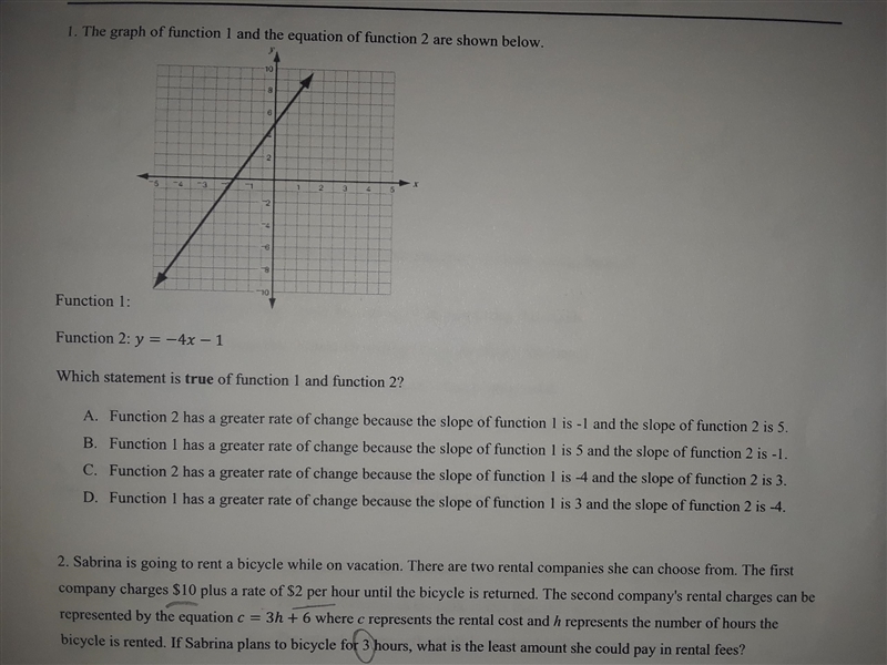 Which statement is TRUE of function 1 and function 2?-example-1